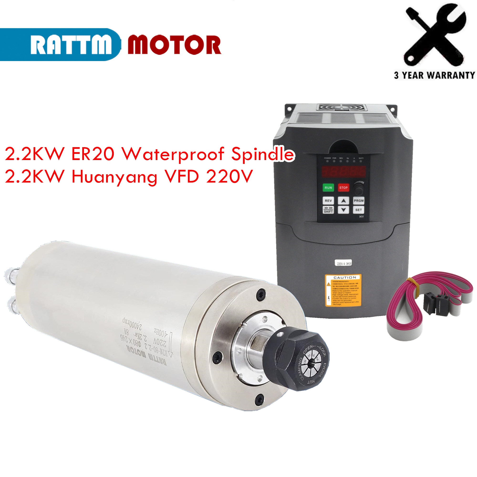 2.2Kw Water Cooled Spindle Kit Vfd - Kit de motor de husillo CNC