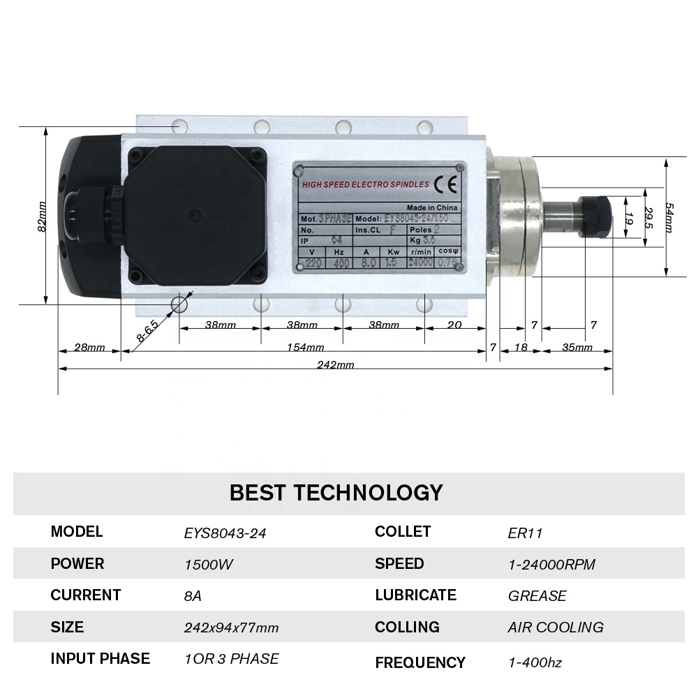 HLTNC 1.5kw Flash refrigerado  - Air Cooled 1.5Kw Spindle Motor Inverter 110V reseña y precio